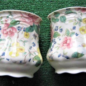 RARE SET OF "GOLDEN CROWN" BEAUTIFUL FLORALMUGS